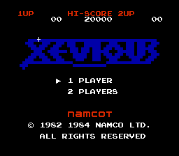 Xevious title screen for NES